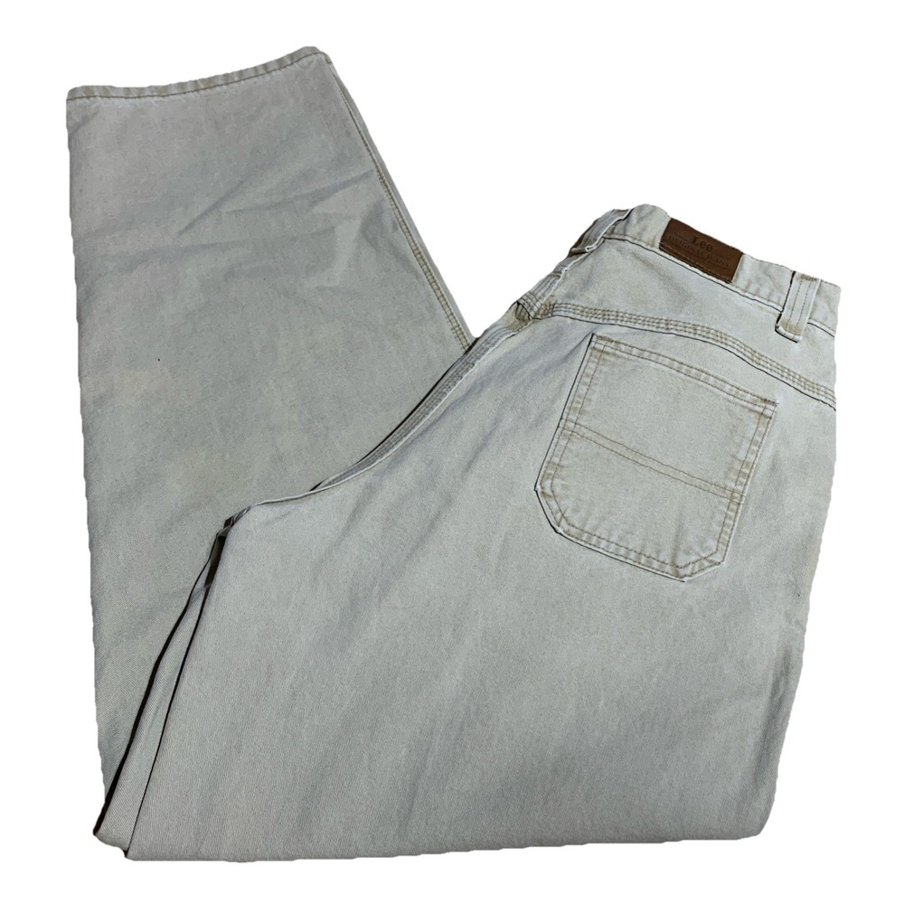 VINTAGE Lee Original Womens Size‎ 14 M High Rise Straight Leg Denim Jeans Beige